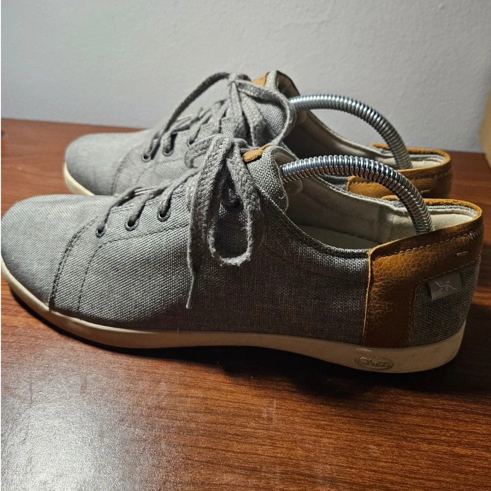 Chaco Canvas Sneakers Mens 11 Grey Tan Low Top Lace Up Outdoor Rugged Utility